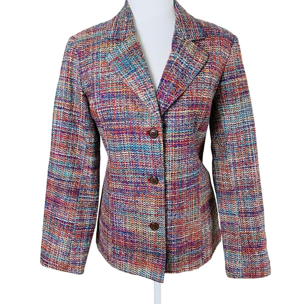 Coldwater Creek Size S Women's Tweed Blazer Jacket Pink Fall Workwear